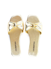 Rasteira Drapeada Enfeite Orgânico - Ouro SDI-11983 - AU