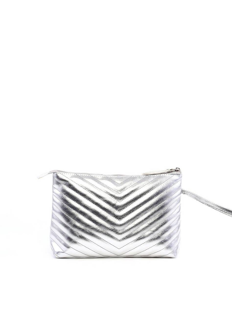 Bolsa Clutch com Detalhe de Costura - Prata BSI-6317 - PT