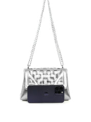 Bolsa Satchel Pequena com Recortes e Corrente BSI-6541 - PT