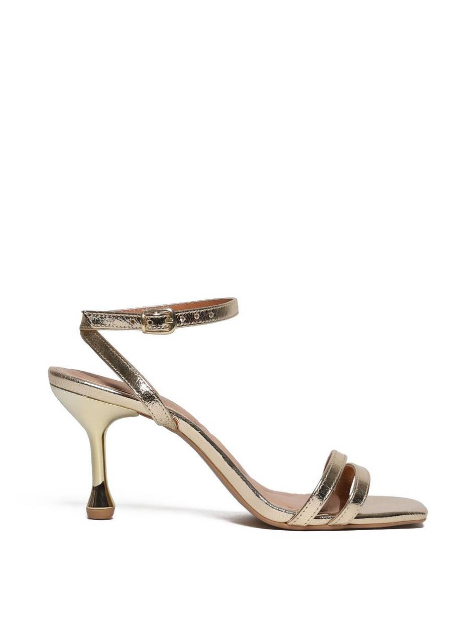 Sandália Salto Fino Cromado com Duas Tiras Frontais - Ouro SDI-11689 - AU