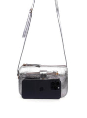 Bolsa Clutch Transversal com Bolso Removível - Prata BSI-6417 - PT