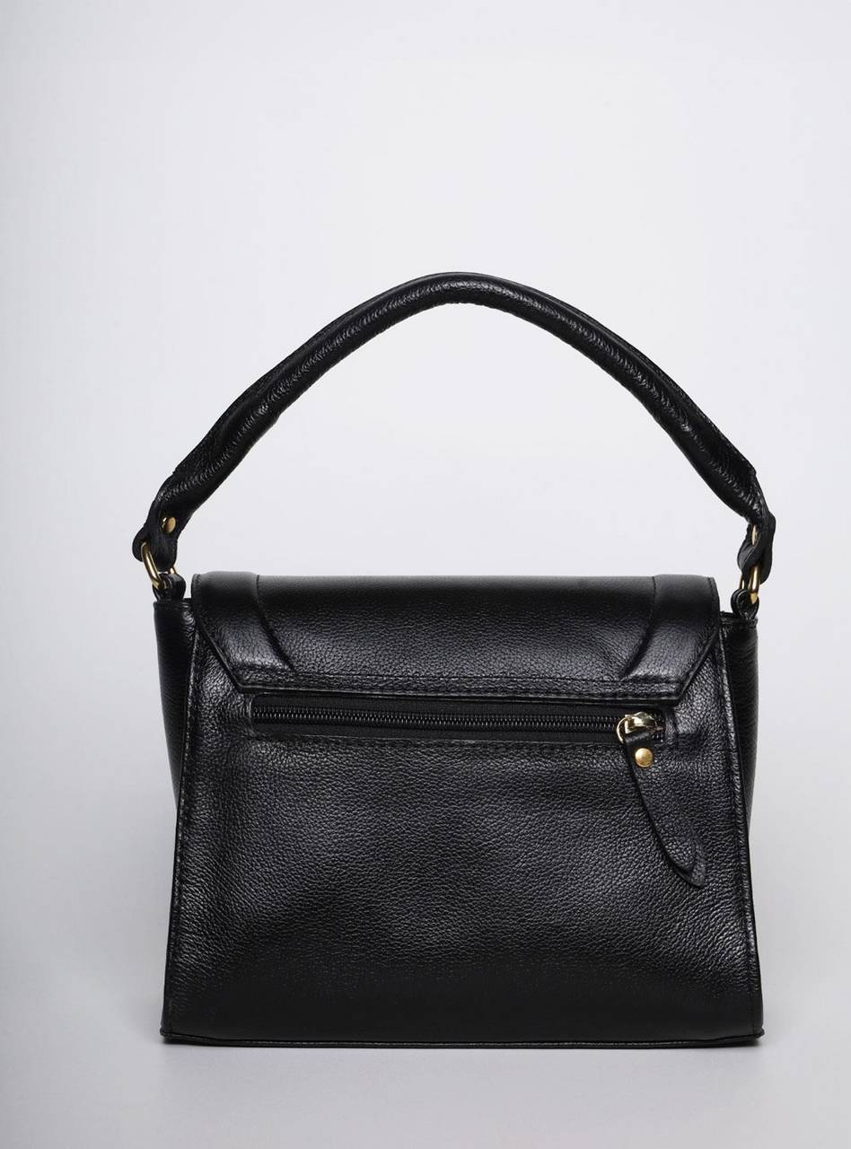 Bolsa Satchel Média Couro Tiracolo Preta BSI-5820 - PR