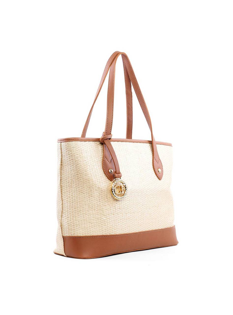 Bolsa Shopper em Palha com Bag Charm - Castor BSI-6247 - CS