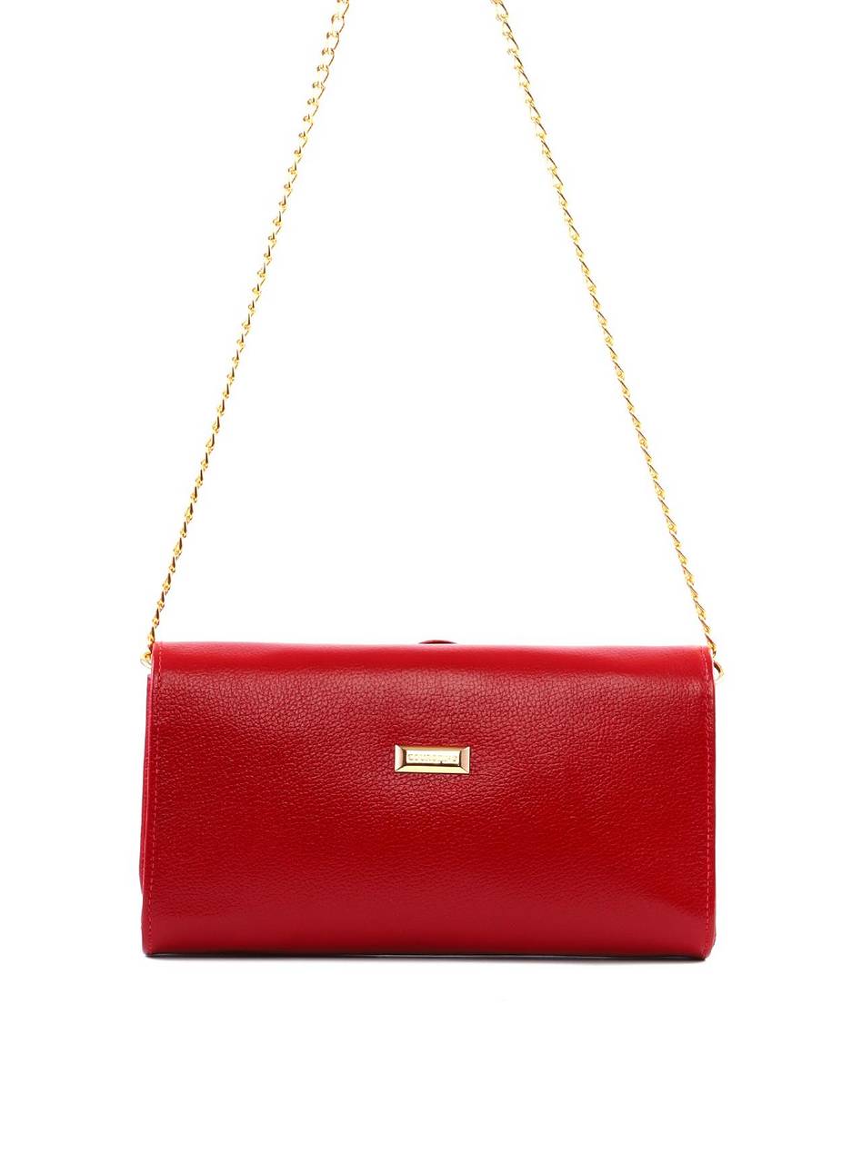 Bolsa Clutch Retangular Enfeite Flor Alça Corrente - Vermelha BSI-6372 - VE