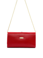 Bolsa Clutch Retangular Enfeite Flor Alça Corrente - Vermelha BSI-6372 - VE