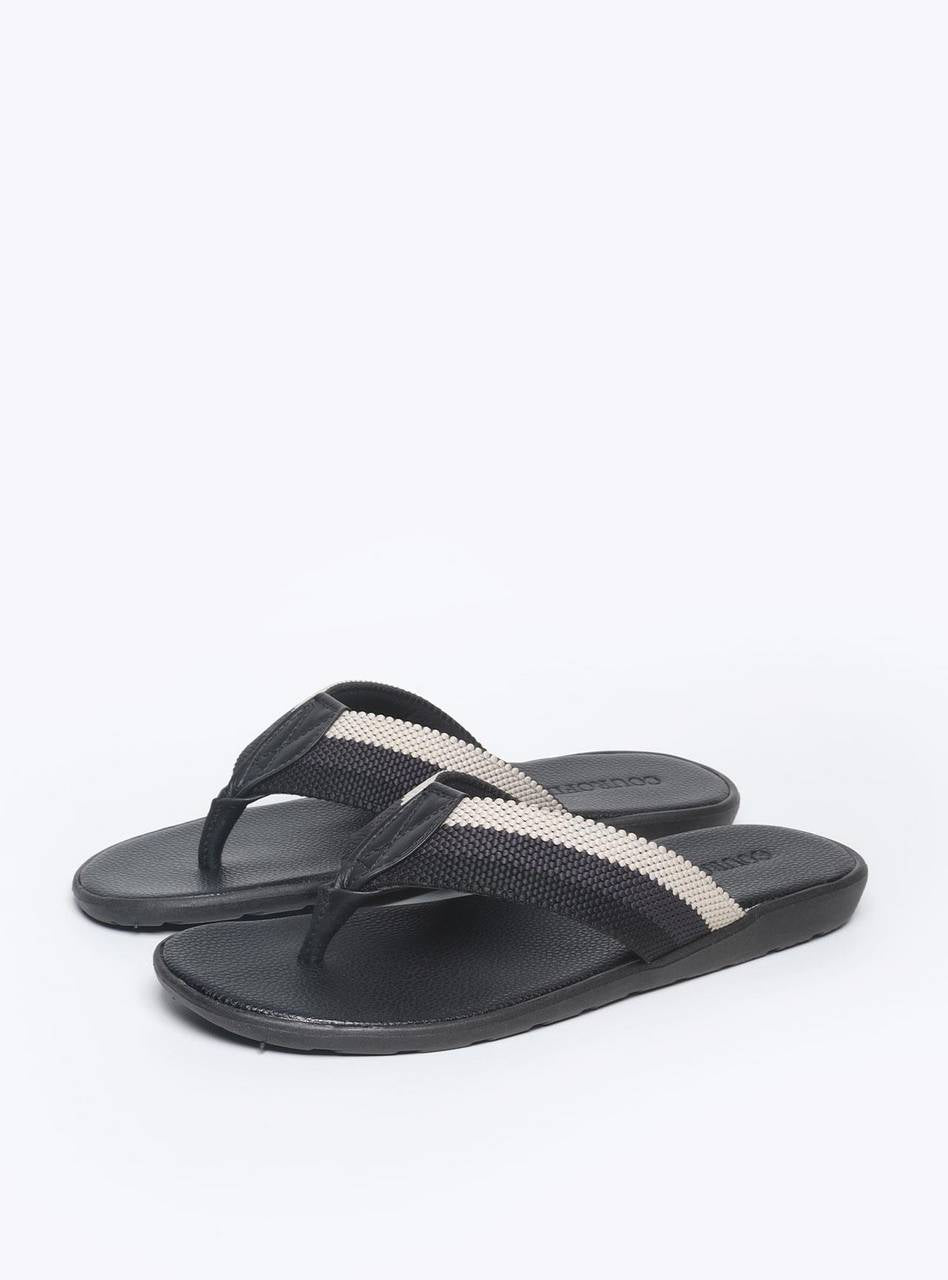 Sandália Masculina Chinelão Couro Cabresto Reto - Preta SDI-11555 - PR