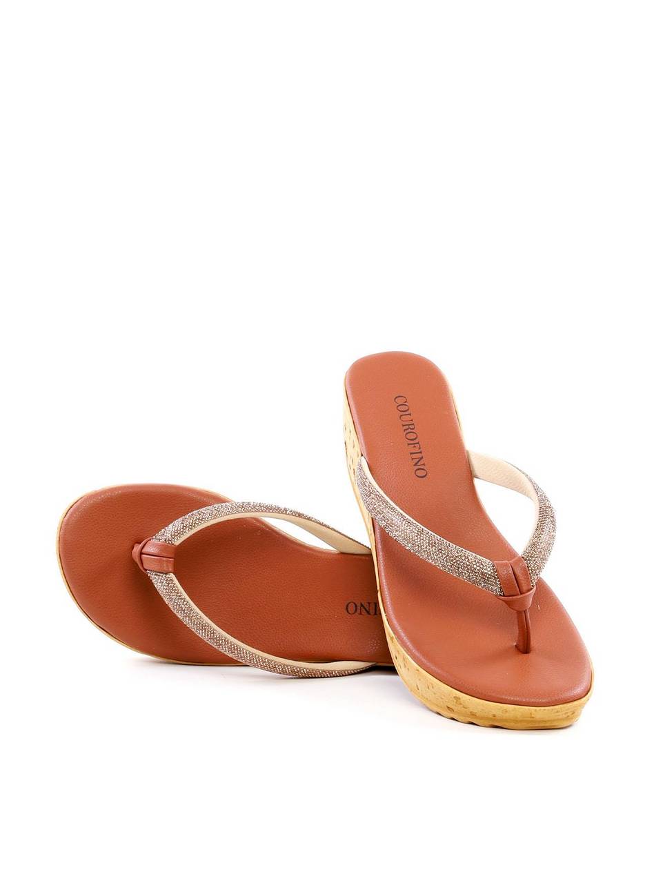 Tamanco Anabela PU com Tira em Strass - Castor SDI-12182 - CS