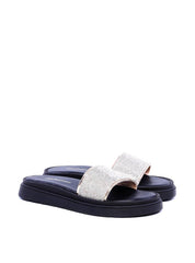 Sandália Flatform Slide Manta Brilhosa - Preta SDI-11713 - PR