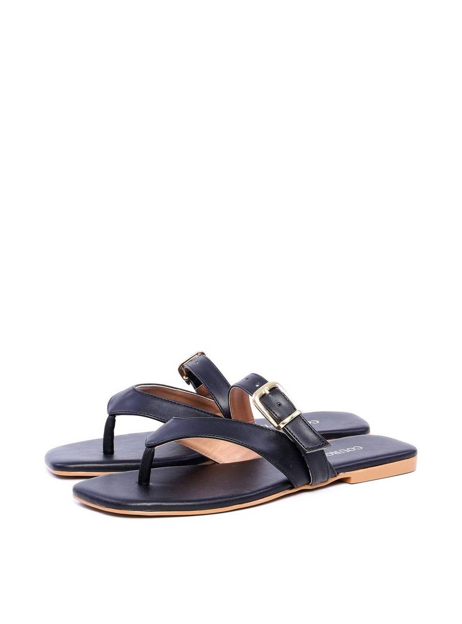 Sandália Feminina Rasteira de Dedo - Preta SDI-11698 - PR