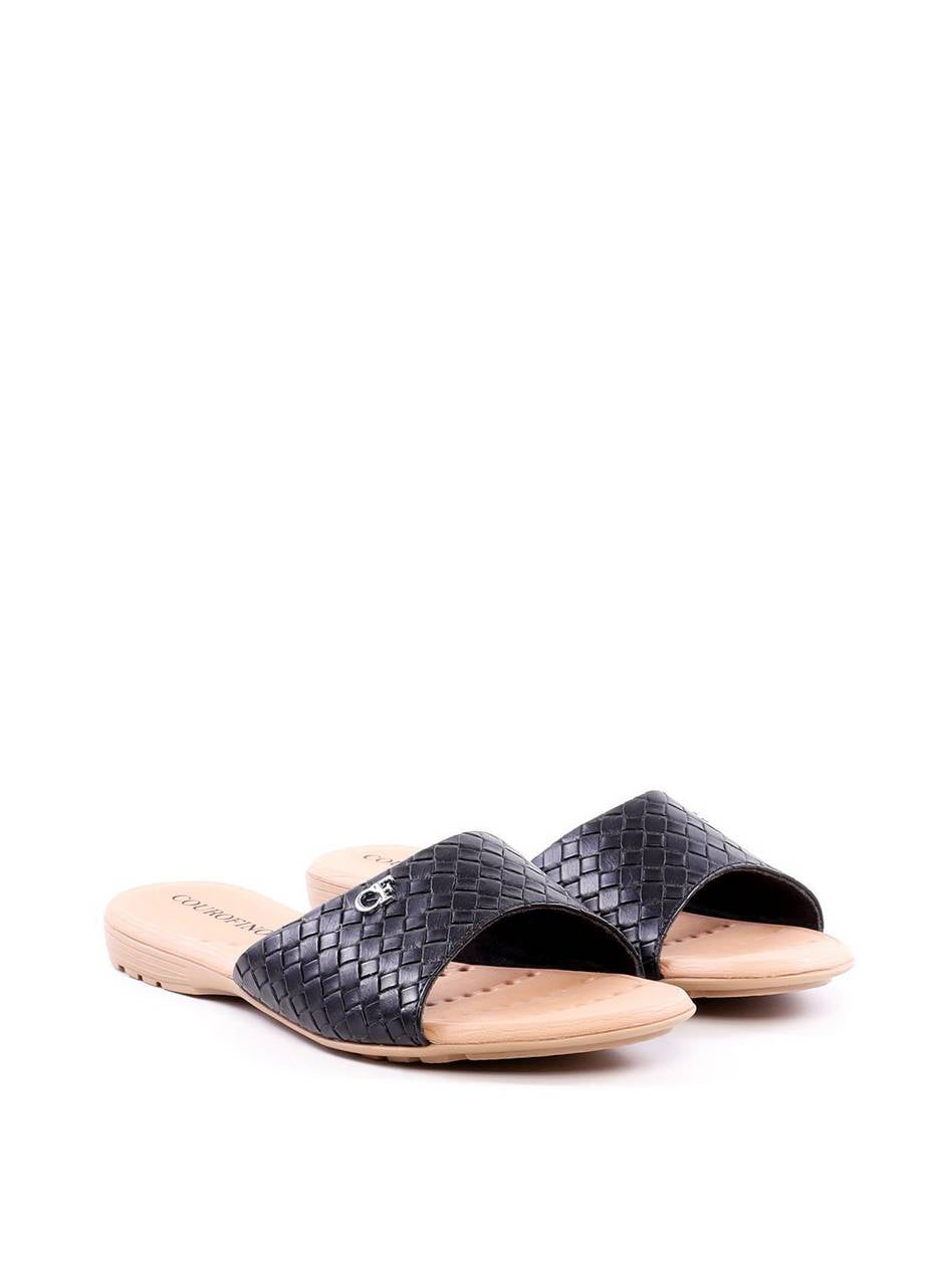 Rasteira Slide Confort em Tresse - Preta SDI-11970 - PR