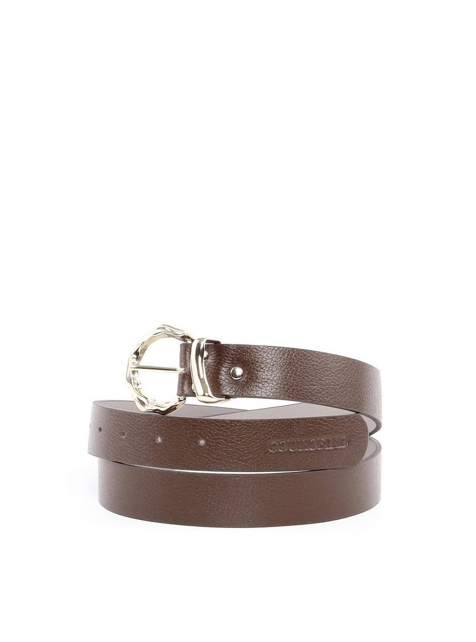 Cinto Feminino Largo de Couro com Fivela e Passador Orgânico - Cacau CTI-992 - CA