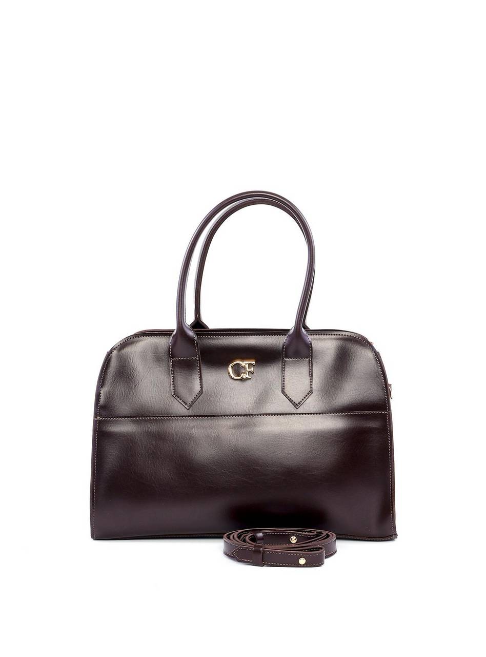 Bolsa Tote de Alça Dupla com Costuras e Fivelas - Cacau BSI-6209 - CA
