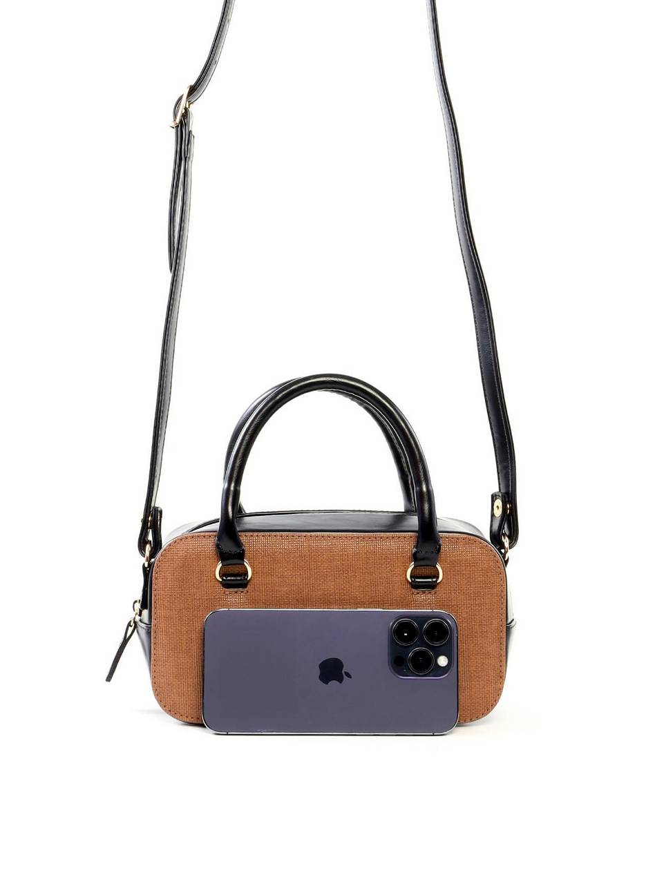 Bolsa Baú Pequena com Mix de Materiais BSI-6499 - PR