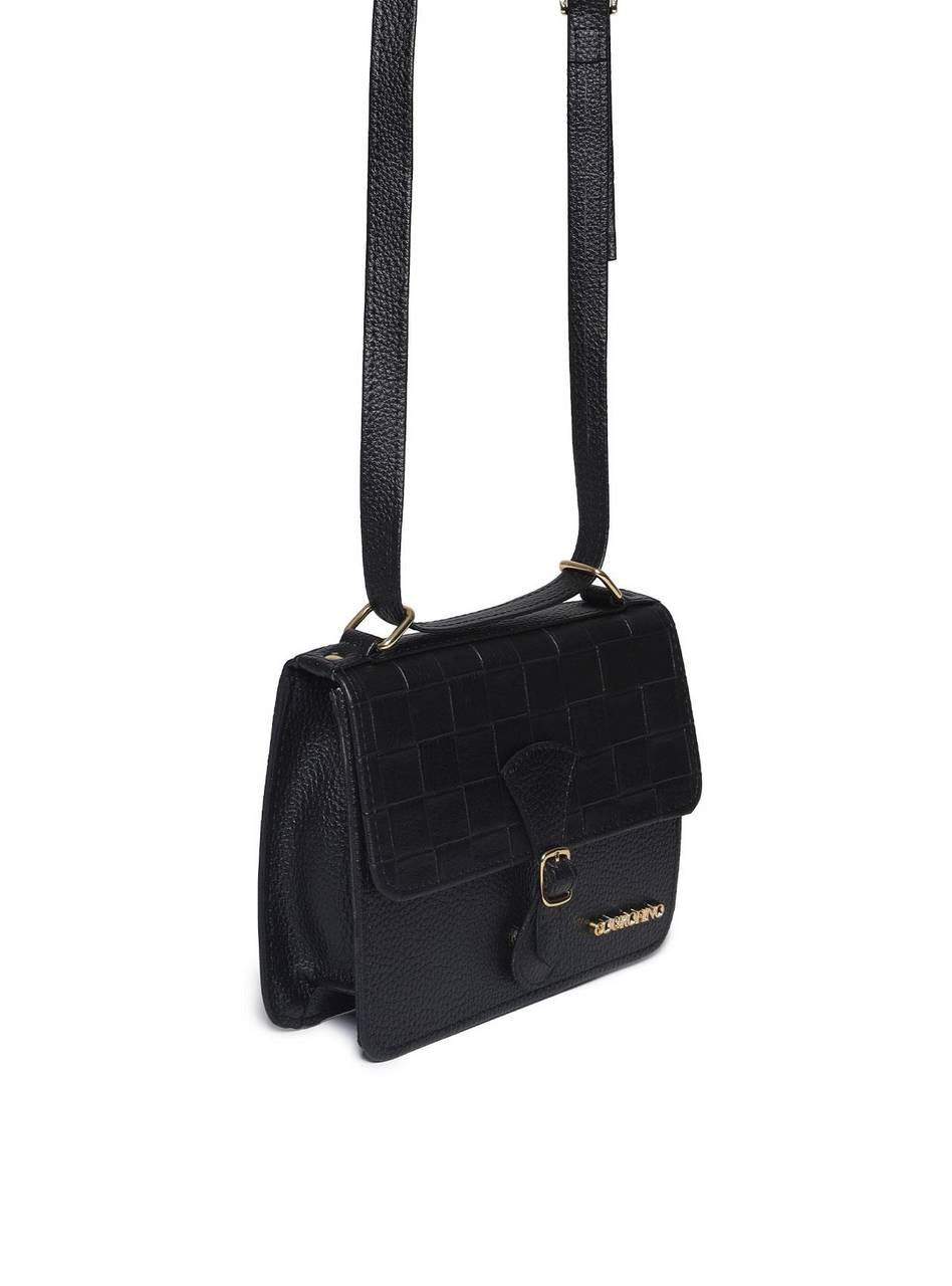 Bolsa Feminina Couro Pequena Saddle Transversal Preta BSI-5897 - PR