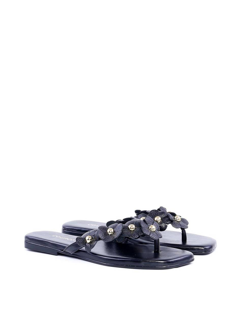 Rasteira de Dedo com Mini Flores - Preta SDI-11821 - PR