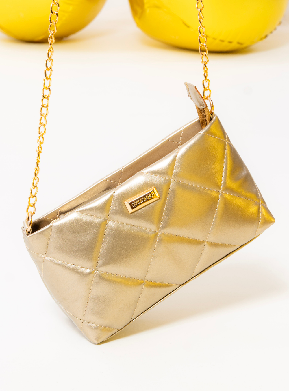 Bolsa Clutch Transversal em Metalassê - Ouro BSI-6288 - AU