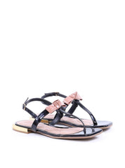 Sandália Salto Quadrado Tiras com Laço - Preta SDI-11747 - PR