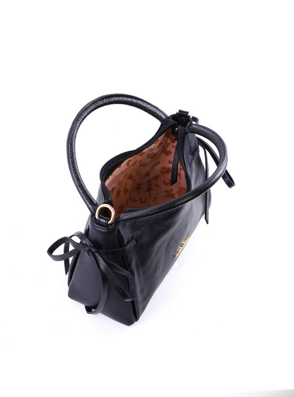 Bolsa Tote Média Enfeite Laços Laterais Alça Dupla - Preta BSI-6374 - PR