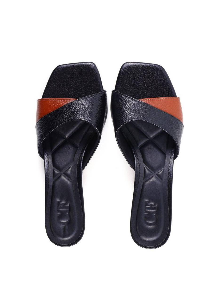 Tamanco com Salto Kitten Bicolor - Preta SDI-12080 - PR