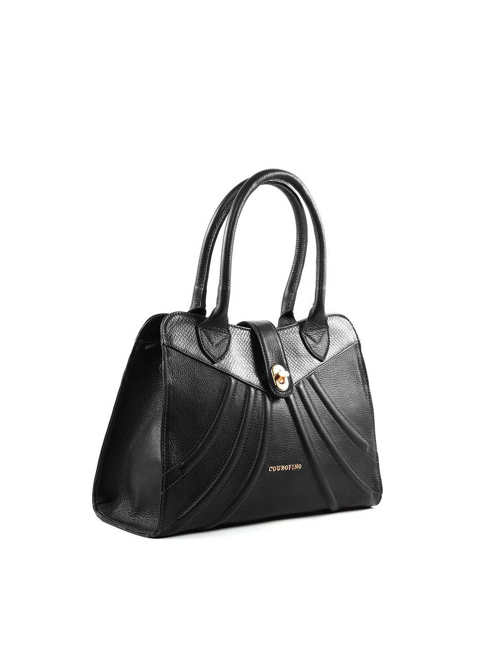 Bolsa Tote Detalhe Costura Frontal Alça Dupla - Preta BSI-6379 - PR