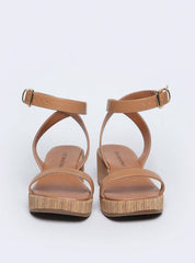 Sandália Feminina Plataforma Anabela Couro - Castor SDI-11561 - CS