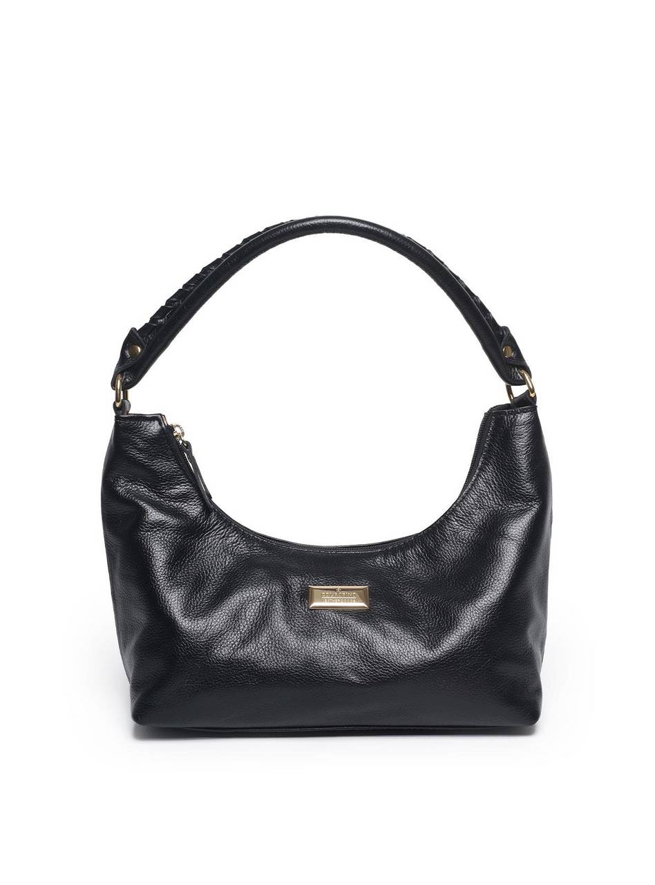 Bolsa Hobo Couro Média Alça Trançada Preta BSI-5899 - PR