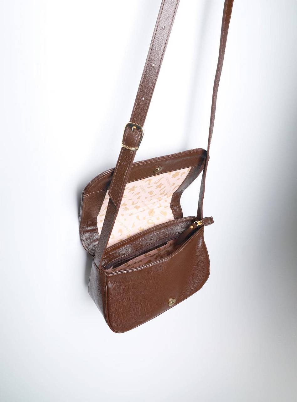 Bolsa Saddle Couro Pequena Transversal - Cacau BSI-5837 - CA