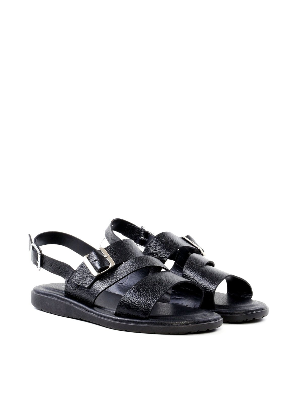 Sandália Masculina com Tiras Largas e Fivelas - Preta SDI-12167 - PR