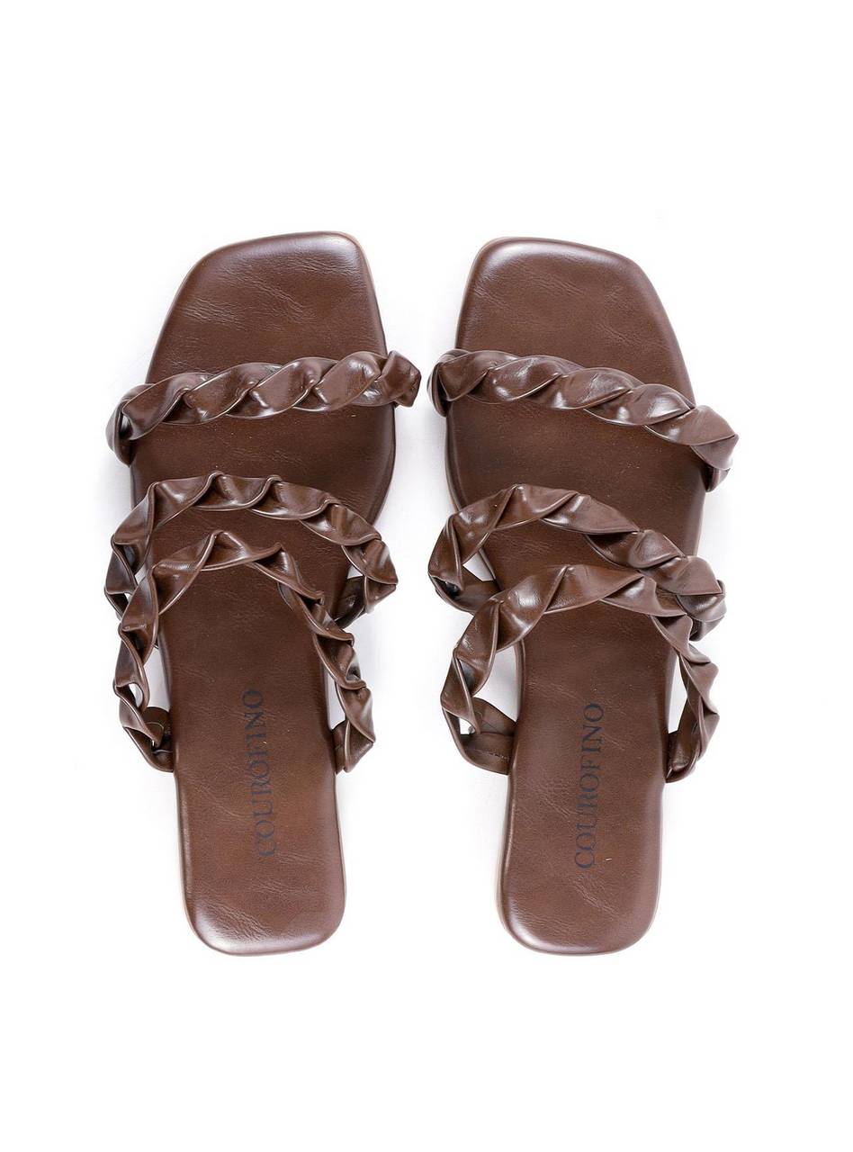 Rasteira com Tiras Entrelaçadas - Cacau SDI-12156 - CA