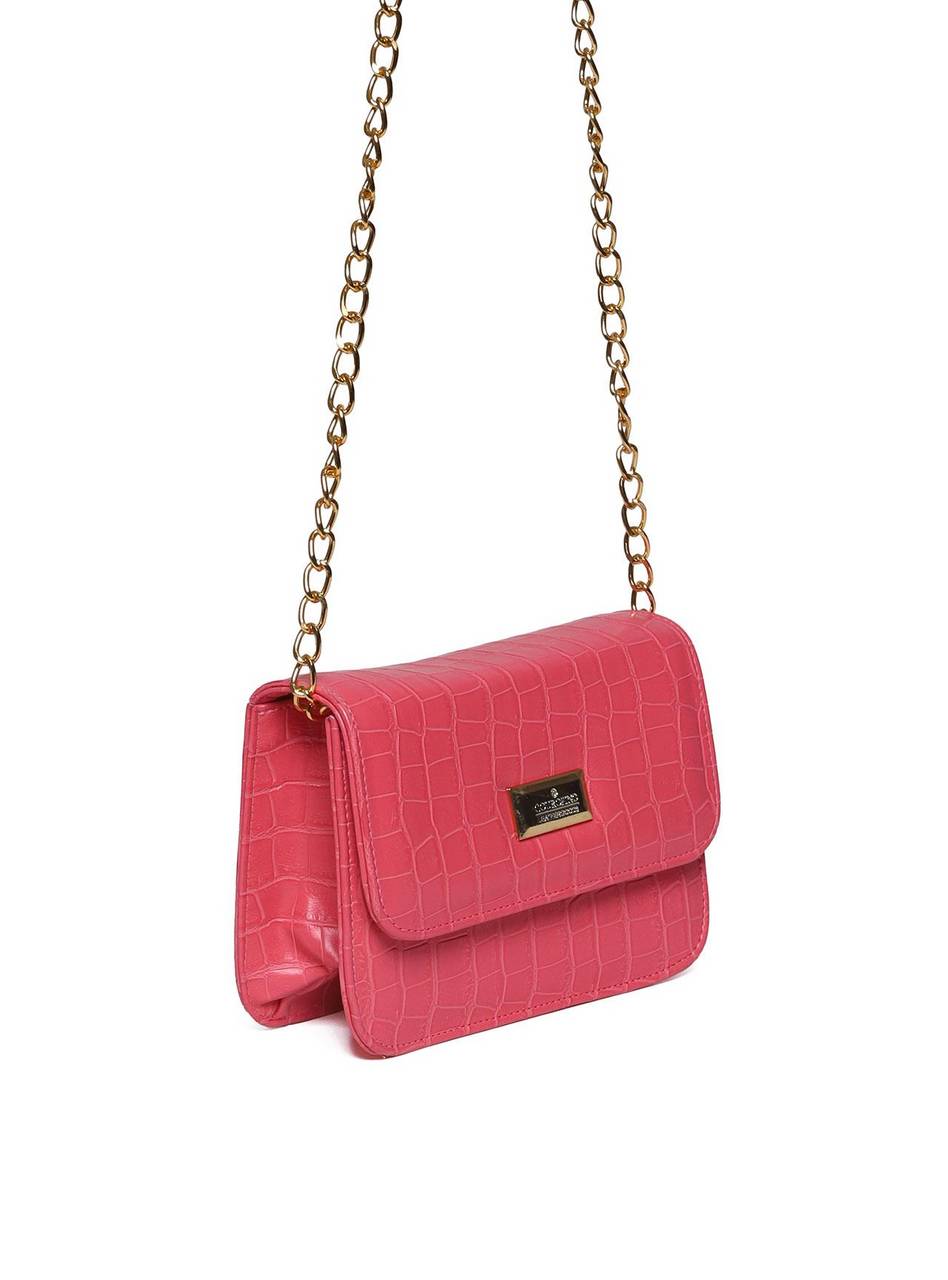 Bolsa Saddle Pequena Estruturada Alça Transversal Pink BSI-5724 - PK