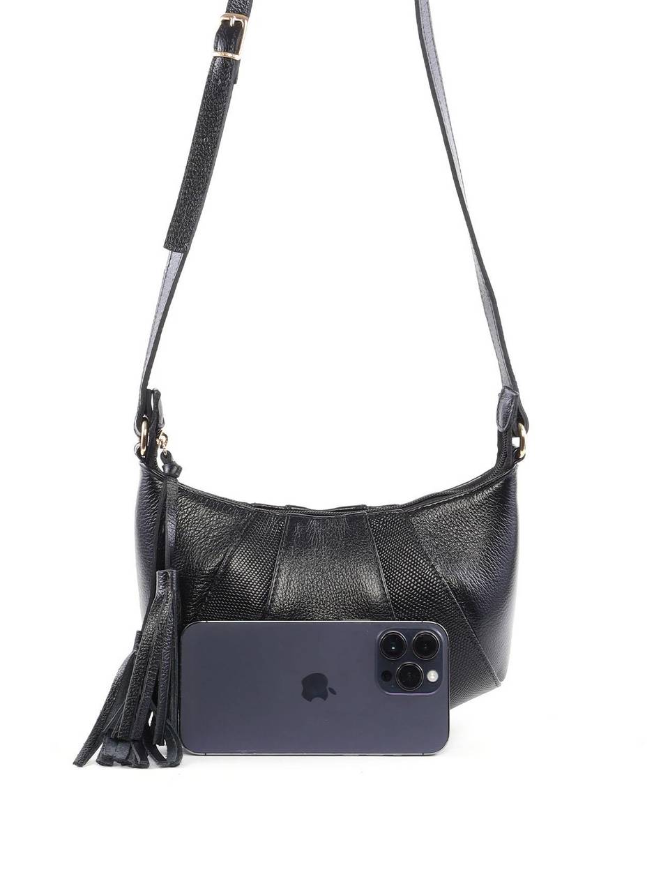 Bolsa Transversal Arredondada Retalhos - Preta BSI-6403 - PR