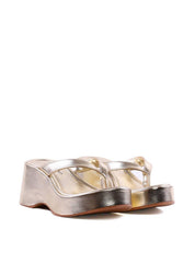 Tamanco Plataforma de Dedo com Tiras - Ouro SDI-12072 - AU