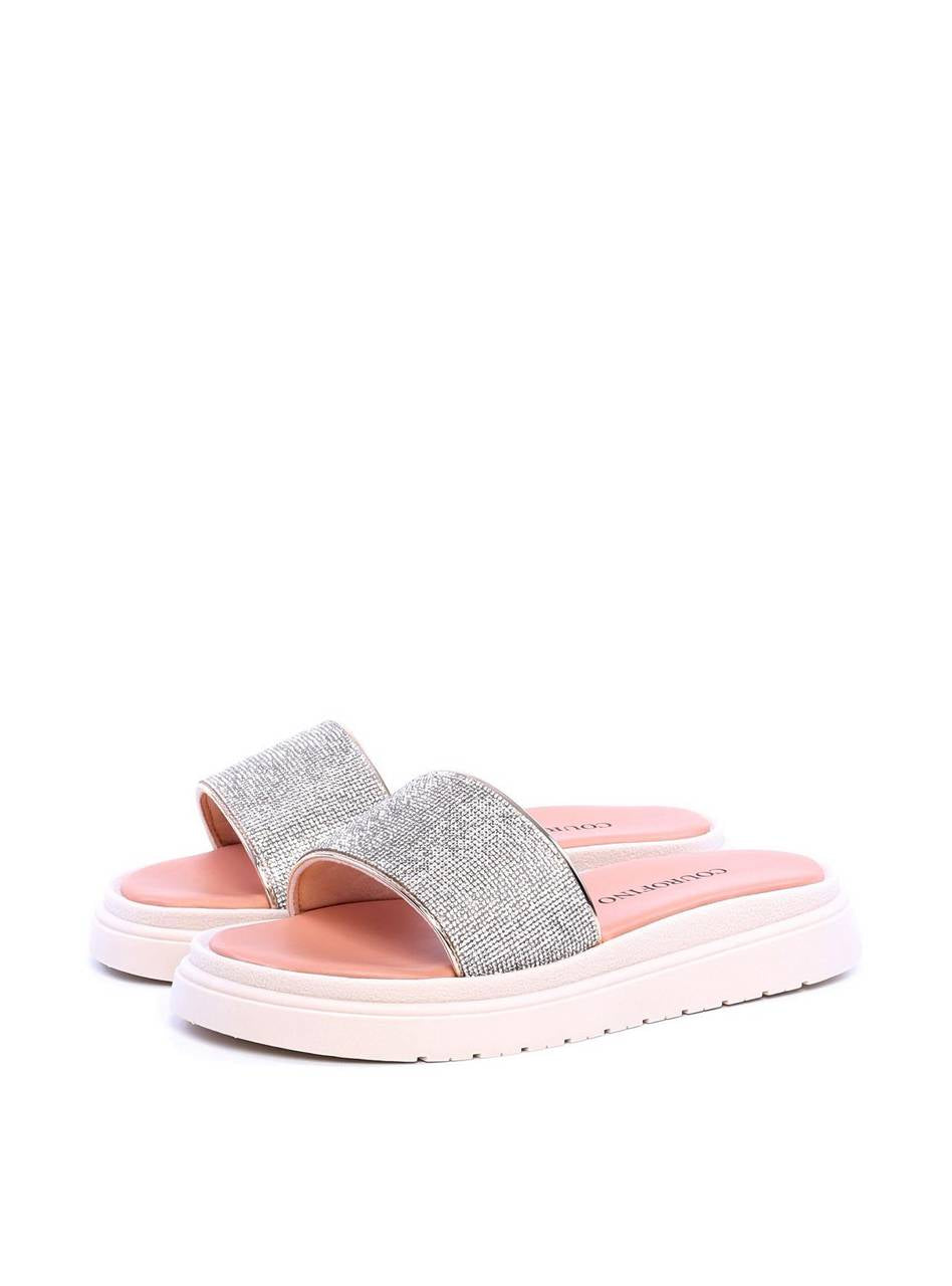 Sandália Flatform Slide Manta Brilhosa - Nude SDI-11713 - NU