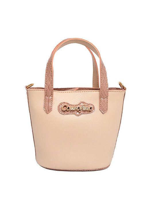 Bolsa Tote Pequena Mão Transversal Placa Frontal Puxador Nude BSI-5260 - NU