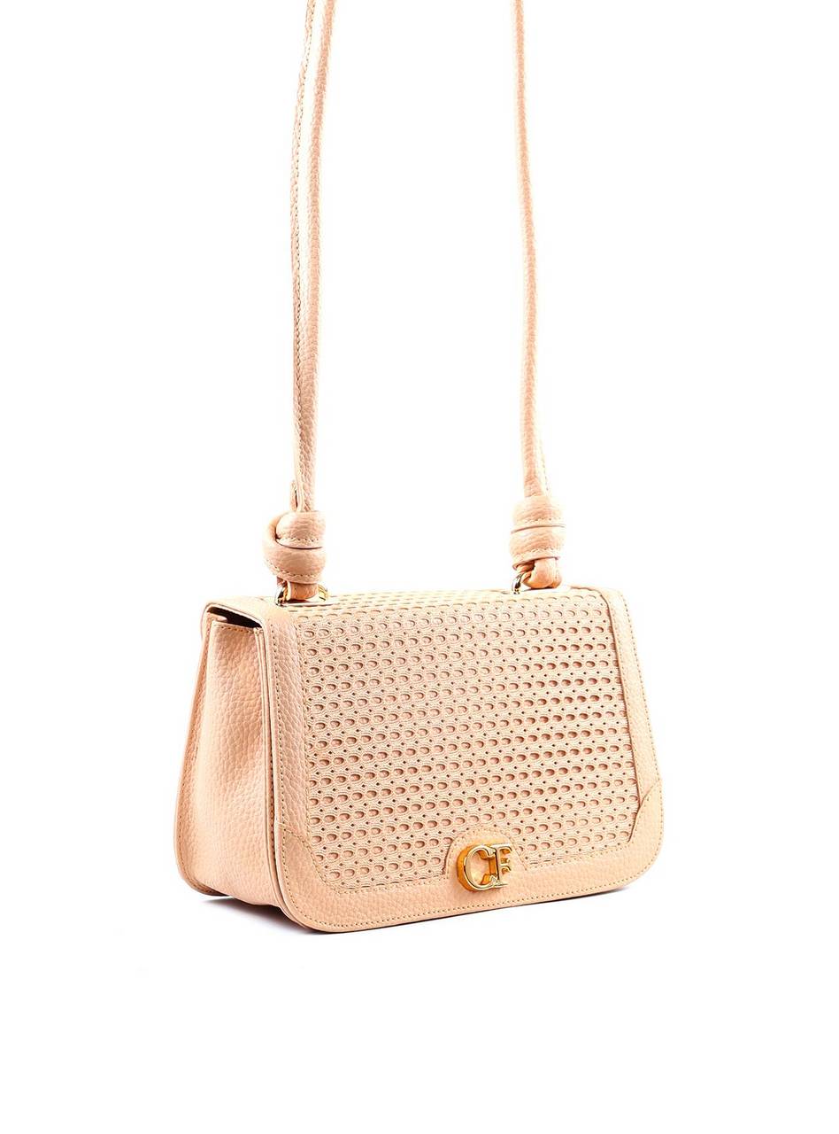 Bolsa Satchel Detalhe Tela Frontal Alça Nó - Nude BSI-6378 - NU