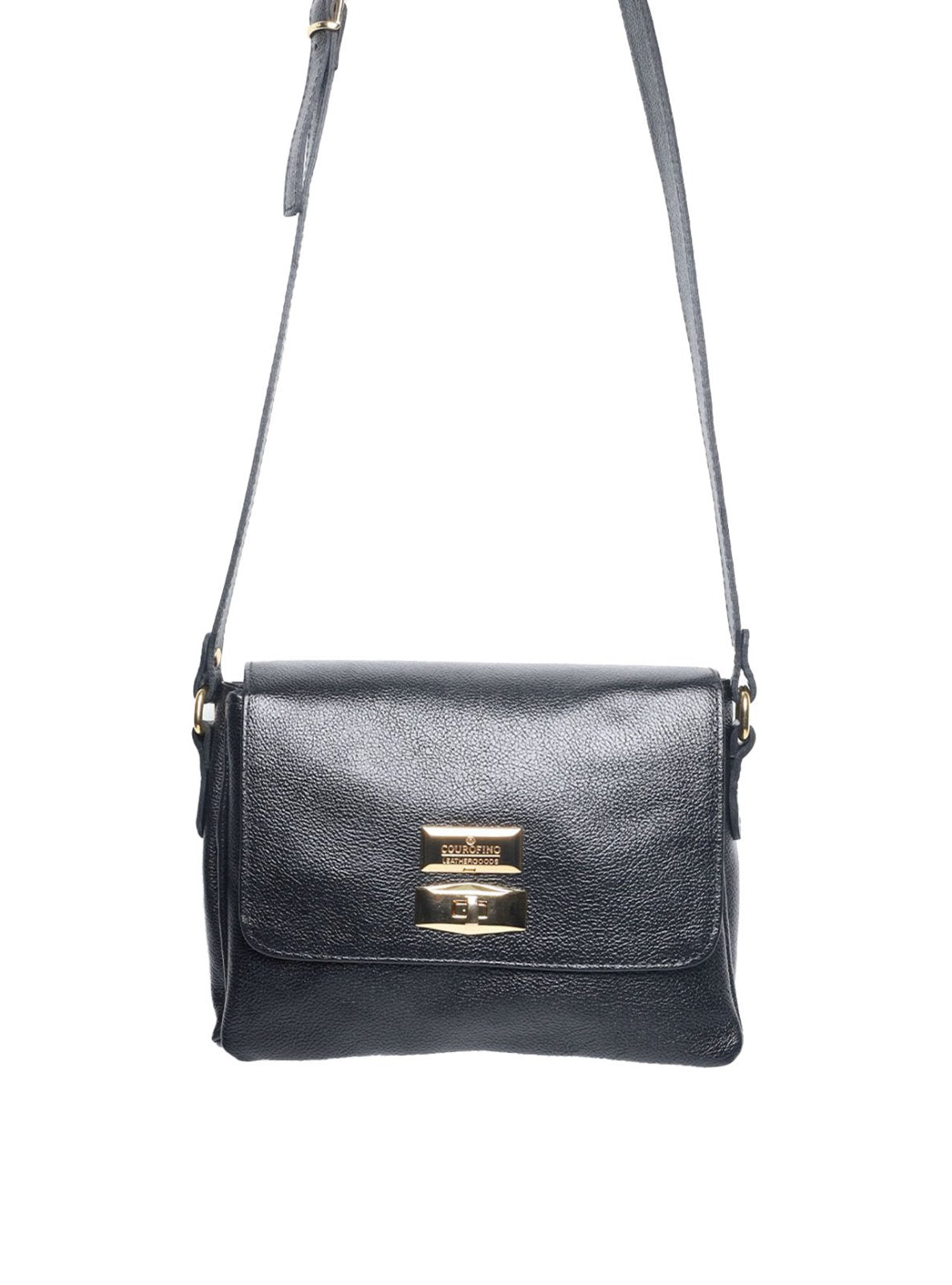 Bolsa Saddle Pequena Couro Alça Regulável Preta BSI-5739 - PR