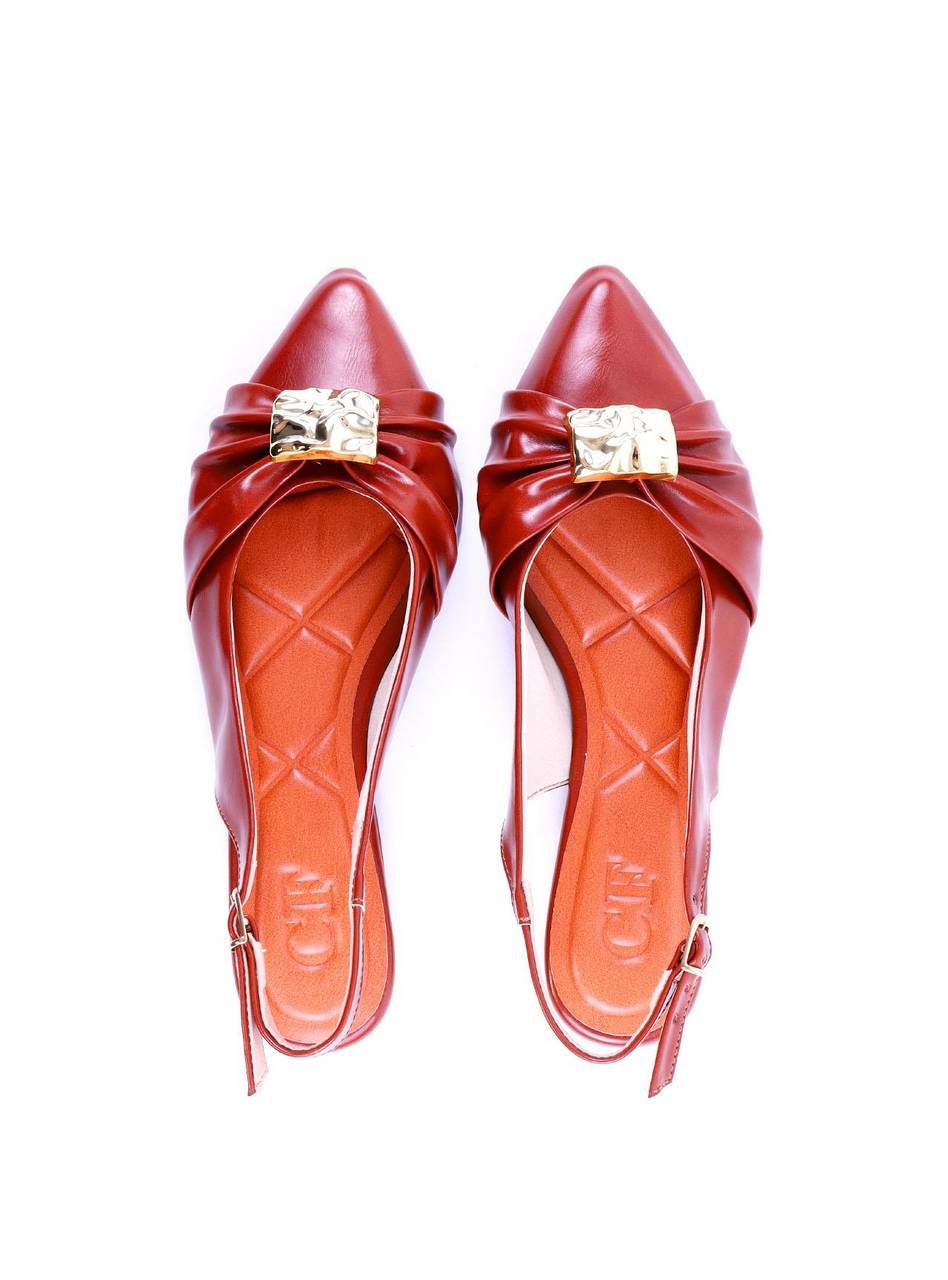 Sapatilha Slingback Drapeada Enfeite Orgânico - Castor SDI-11981 - CS