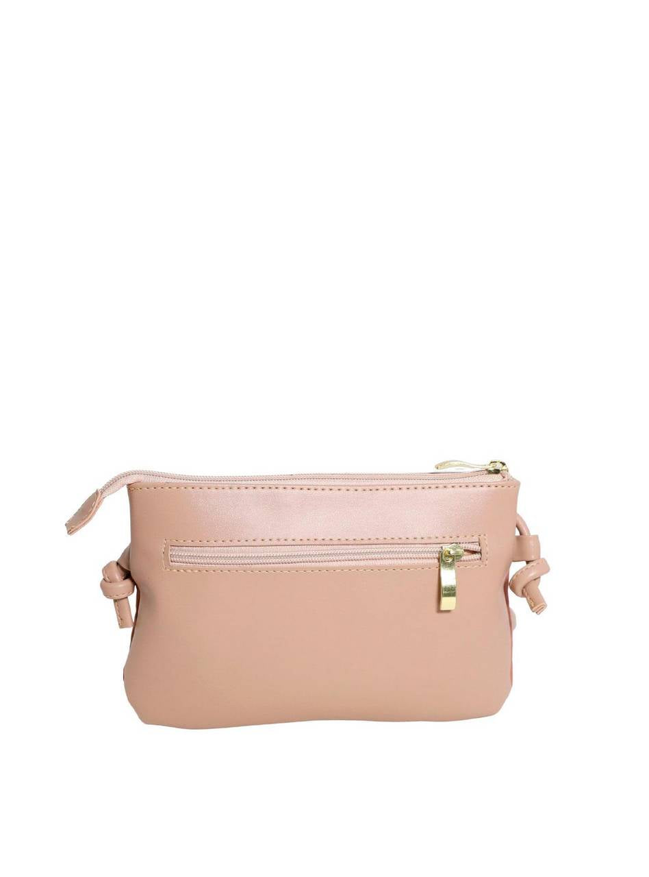 Bolsa Clutch Pequena Transversal Retalhos Verticais Nude BSI-5725 - NU