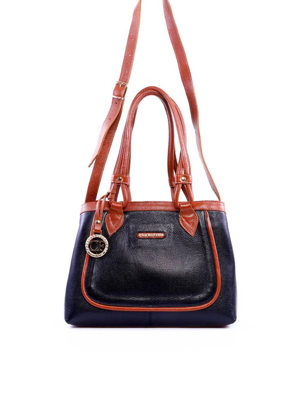 Bolsa Alderice Tote Detalhe Costura e Bag Charm - Preta BSI-6322 - PR