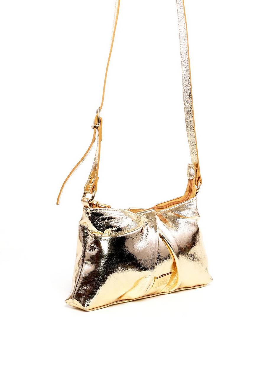 Bolsa Transversal Retangular Detalhe Drapeado - Ouro BSI-6281 - AU