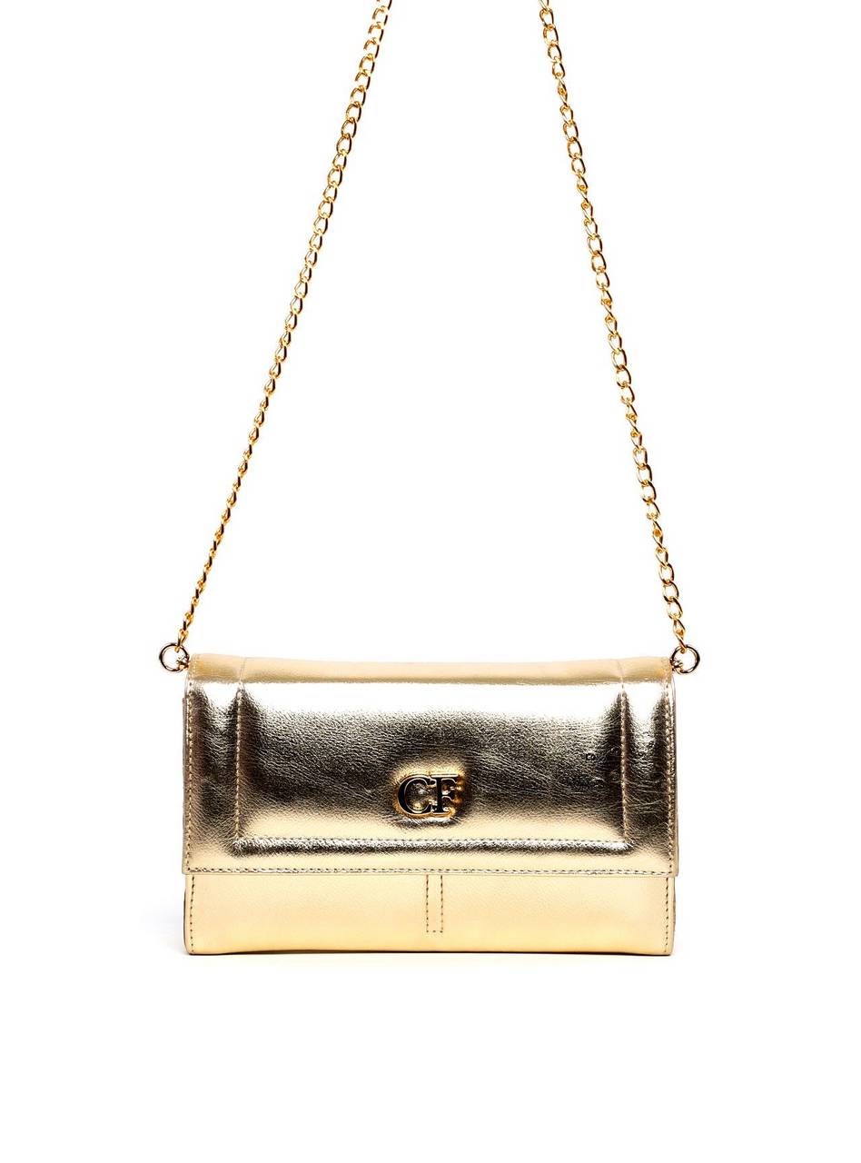 Bolsa Clutch Retangular com Alça de Corrente - Ouro BSI-6244 - AU