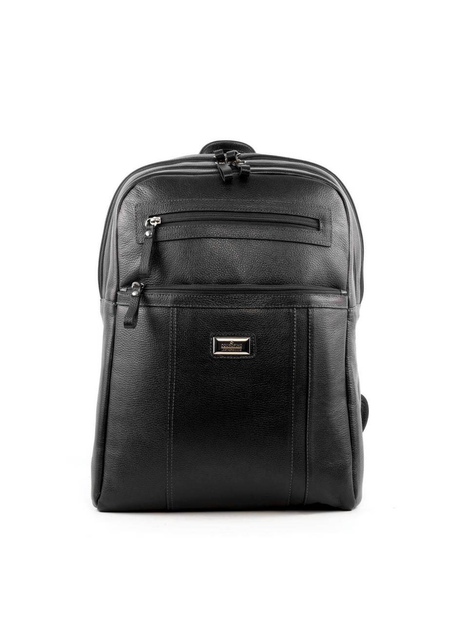 Mochila Executiva com Bolso Frontal em Couro - Preta MEI-460 - PR