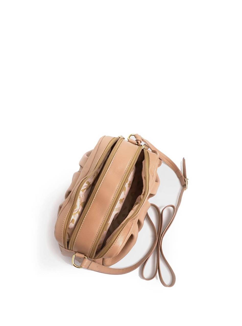 Bolsa Bag Couro Pequena Transversal Zíperes Nude BSI-5154 - NU