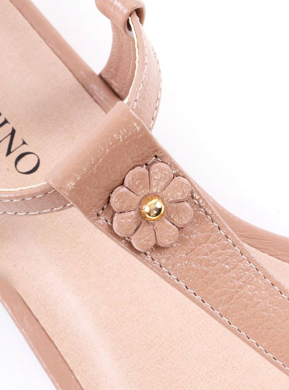 Sandália Salto Bloco Rasa com Aplique de Flor SDI-12208 - NU