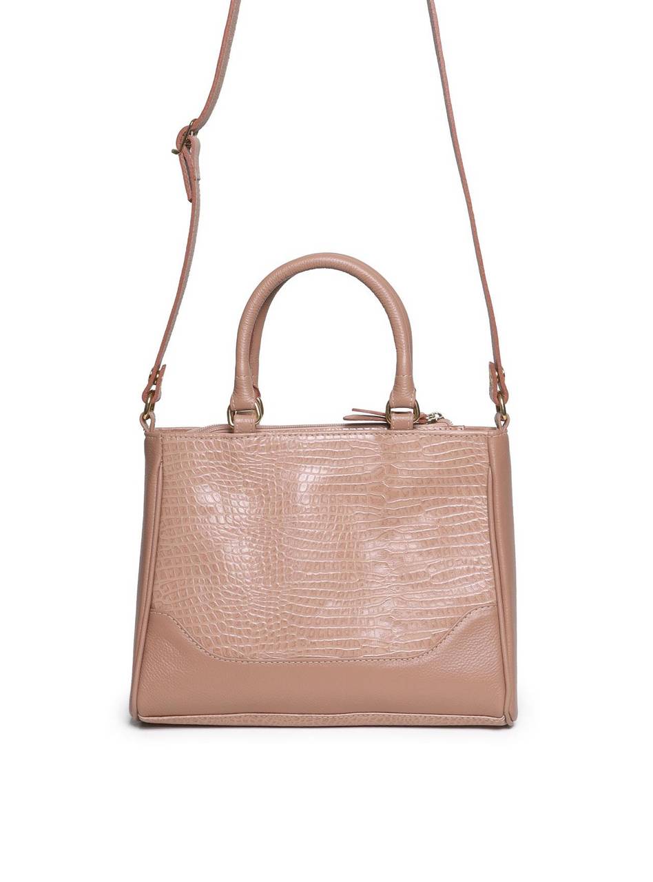 Bolsa Tote Couro Média Transversal Nude BSI-5893 - NU