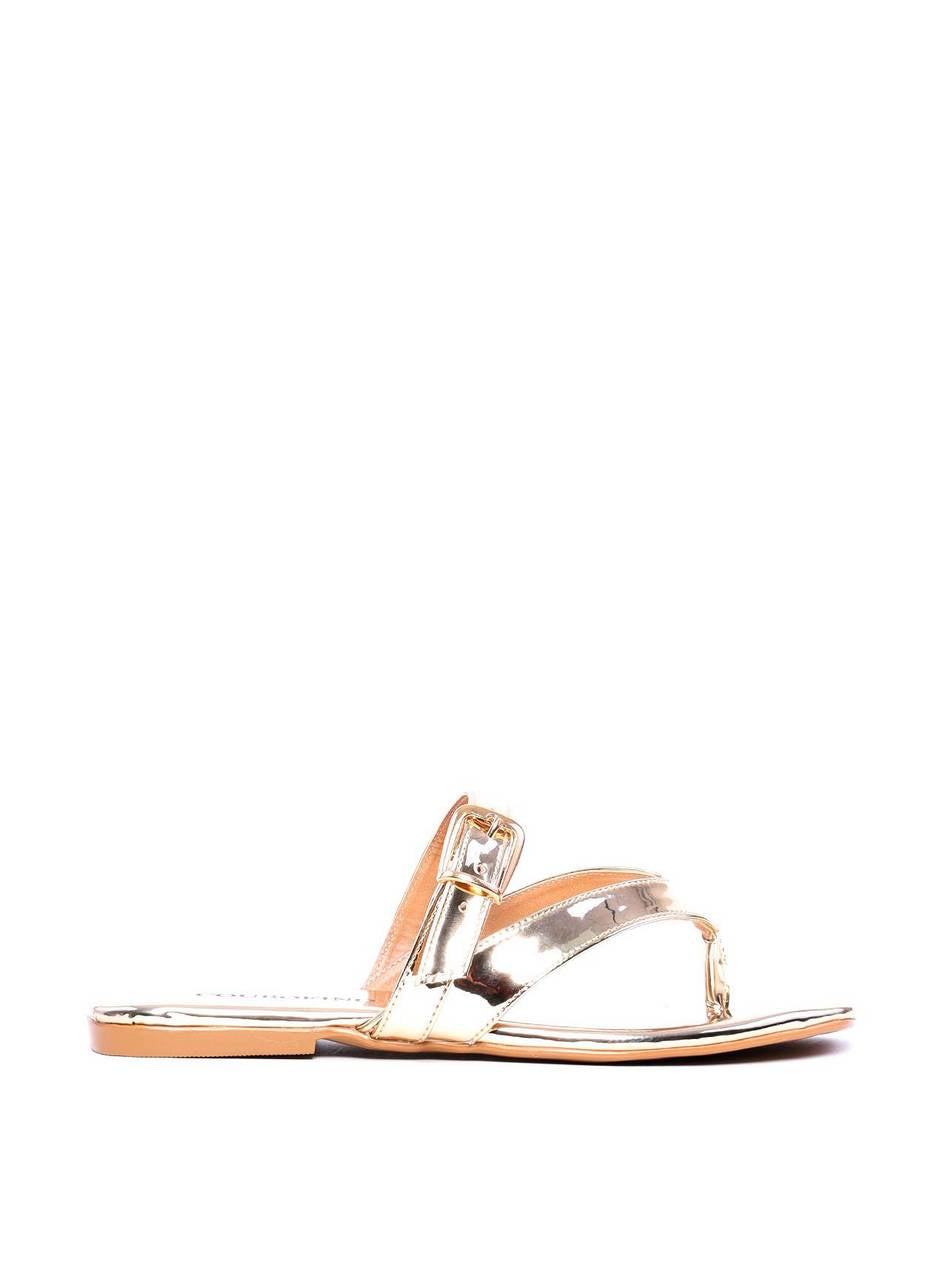 Sandália Feminina Rasteira de Dedo - Ouro SDI-11698 - AU