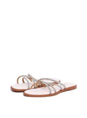 Rasteira com Tiras de Strass Entrelaçadas - Branca SDI-11955 - BR