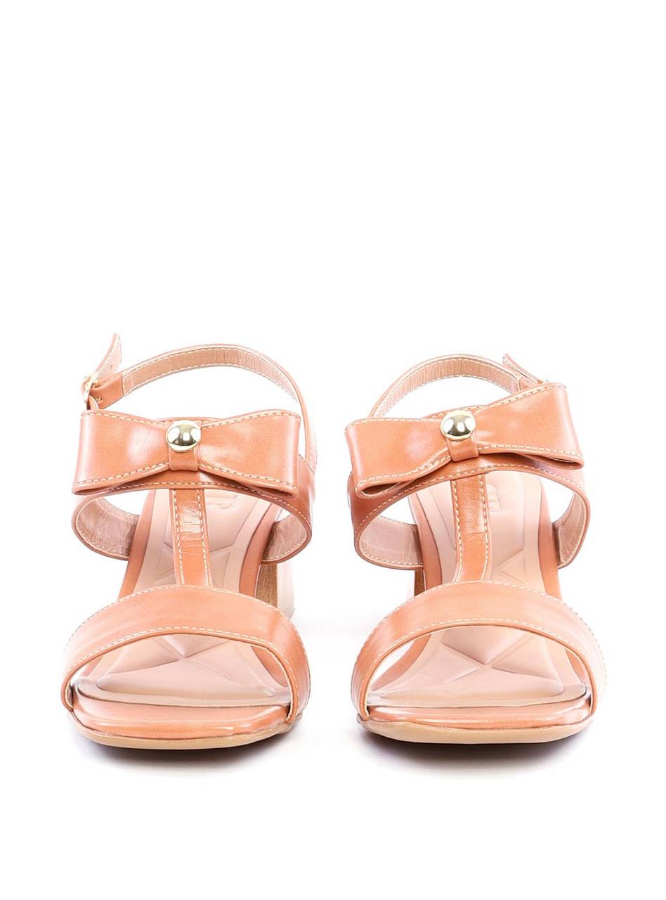 Sandália Salto Bloco de Laço com Rebite - Nude SDI-11800 - NU