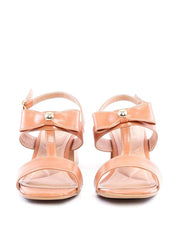 Sandália Salto Bloco de Laço com Rebite - Nude SDI-11800 - NU