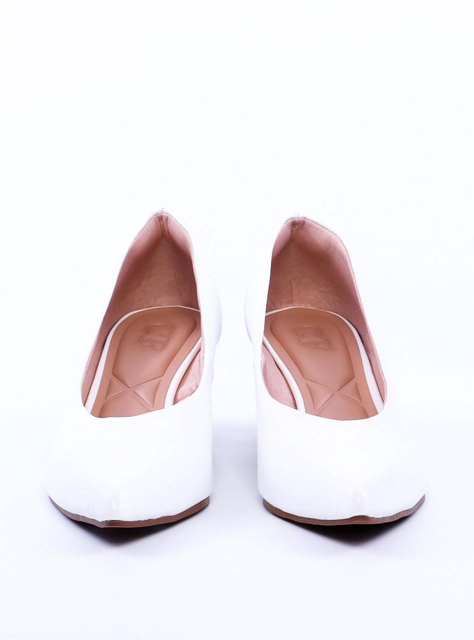 Sandália Scarpin Salto Bloco e Bico Fino - Branco SDI-11608 - BR